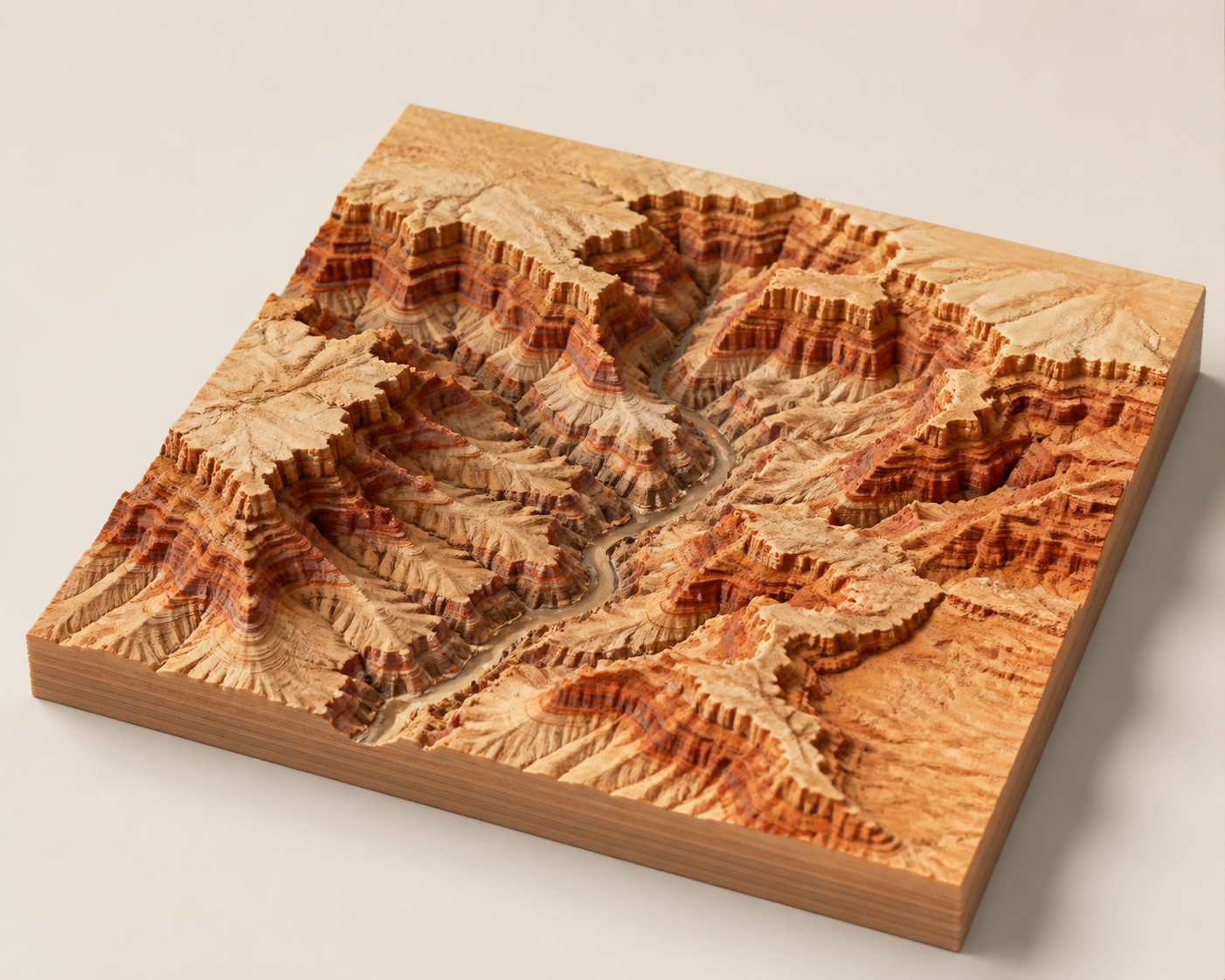 Impression de démonstration du Grand Canyon en tons sable et marron avec falaises stratifiées.